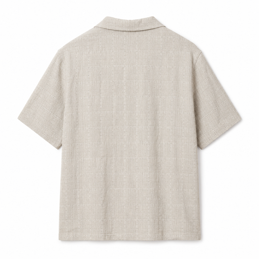 Window-Check Linen Camp Shirt