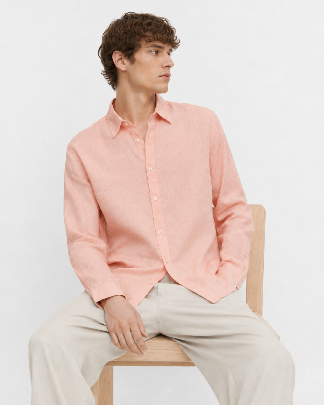 BSTN The Breeze Linen Shirt — Peach