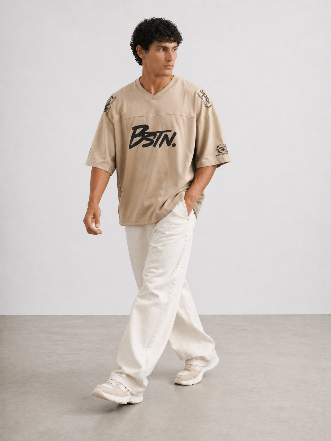 BSTN. Men's Sports Graphic Interlock Tee — Sand Khaki