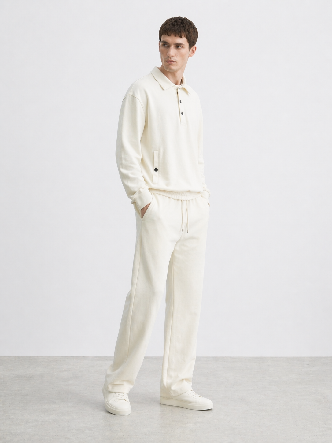 Men's Interlock Co-Ord Set — Cream White