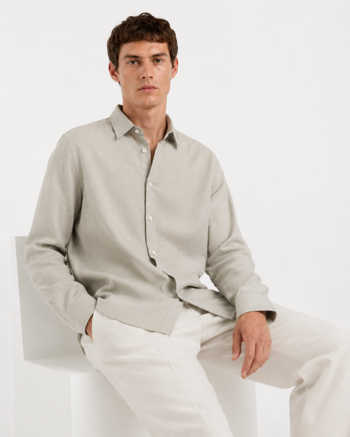 BSTN The Breeze Linen Shirt — Sage