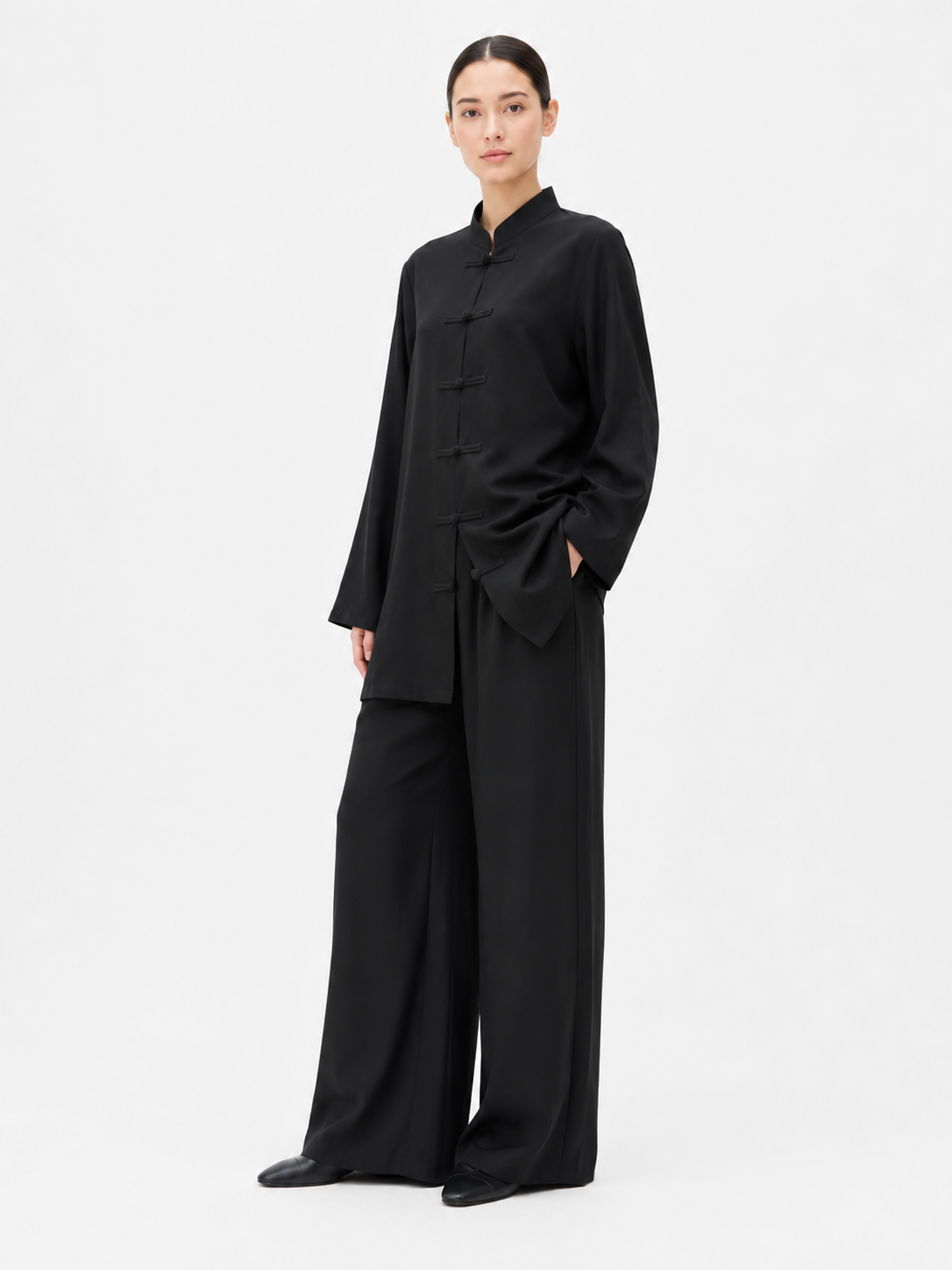 Black Bella Wide-Leg Palazzo Trouser