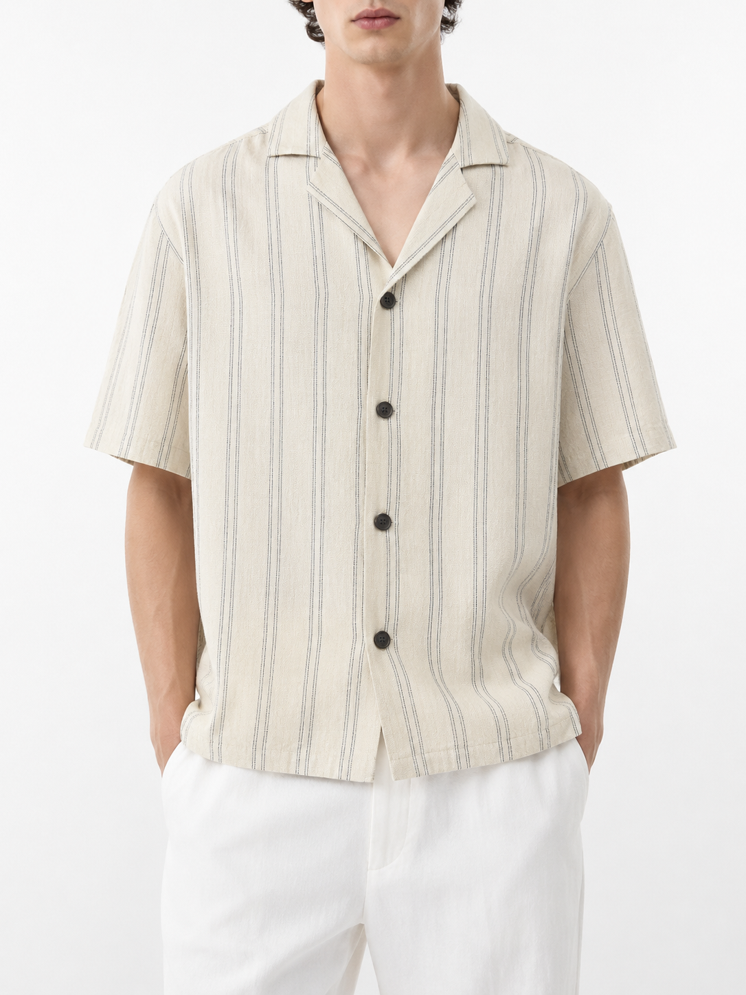 Bold Stripe Linen Camp Shirt