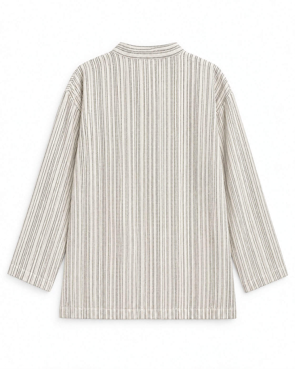 Gazzelle Dash-Stripe Frog-Closure Top — Ivory Dash