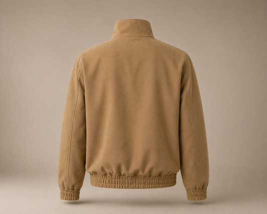 Men's Suede-Touch Bomber Co-Ord Set — Camel