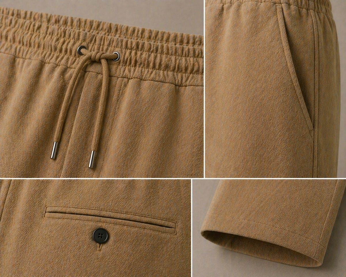Men's Suede-Touch Bomber Co-Ord Set — Camel