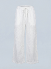 White Schifli Embroidered Co-ord Set — Sleeveless Top & Wide-Leg Pants | طقم منسق محتشم الإمارات