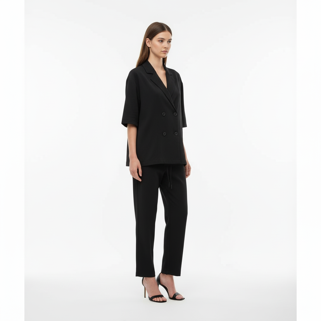 RELAXED FIT DOUBLE-BREASTED JACKET WITH CULOTTES