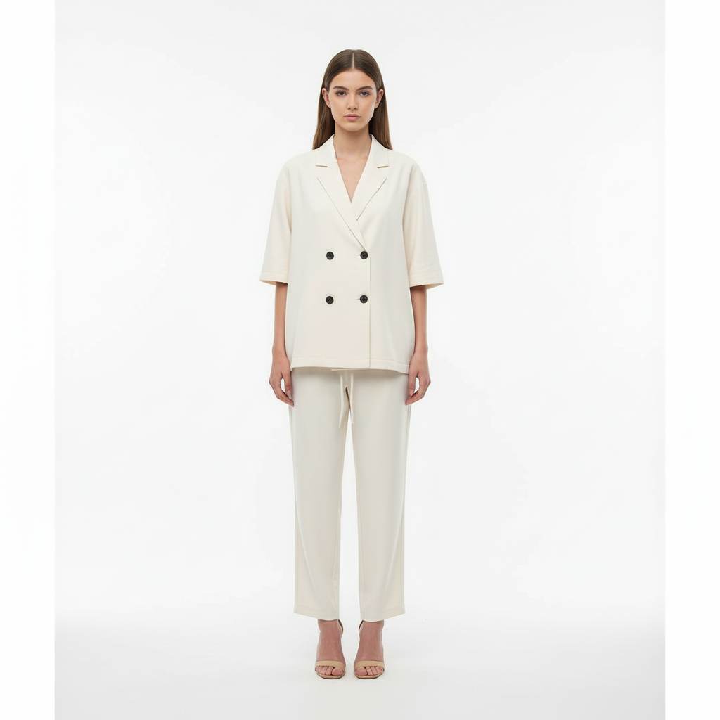RELAXED FIT DOUBLE-BREASTED JACKET WITH CULOTTES