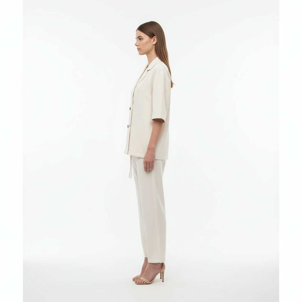 RELAXED FIT DOUBLE-BREASTED JACKET WITH CULOTTES