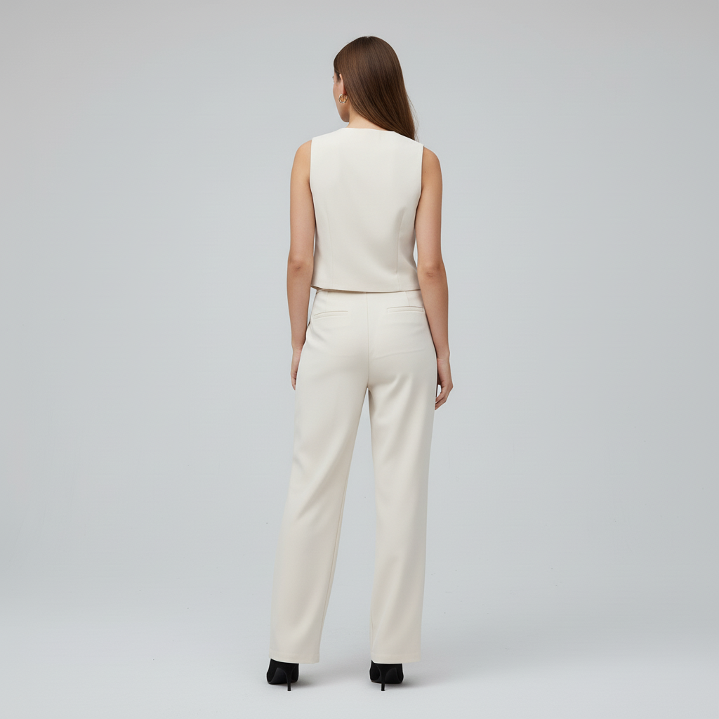 THE COORDINATING WAISTCOAT AND WIDE-LEG TROUSERS