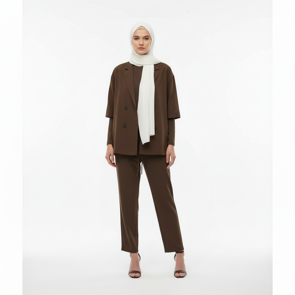 RELAXED FIT DOUBLE-BREASTED JACKET WITH CULOTTES