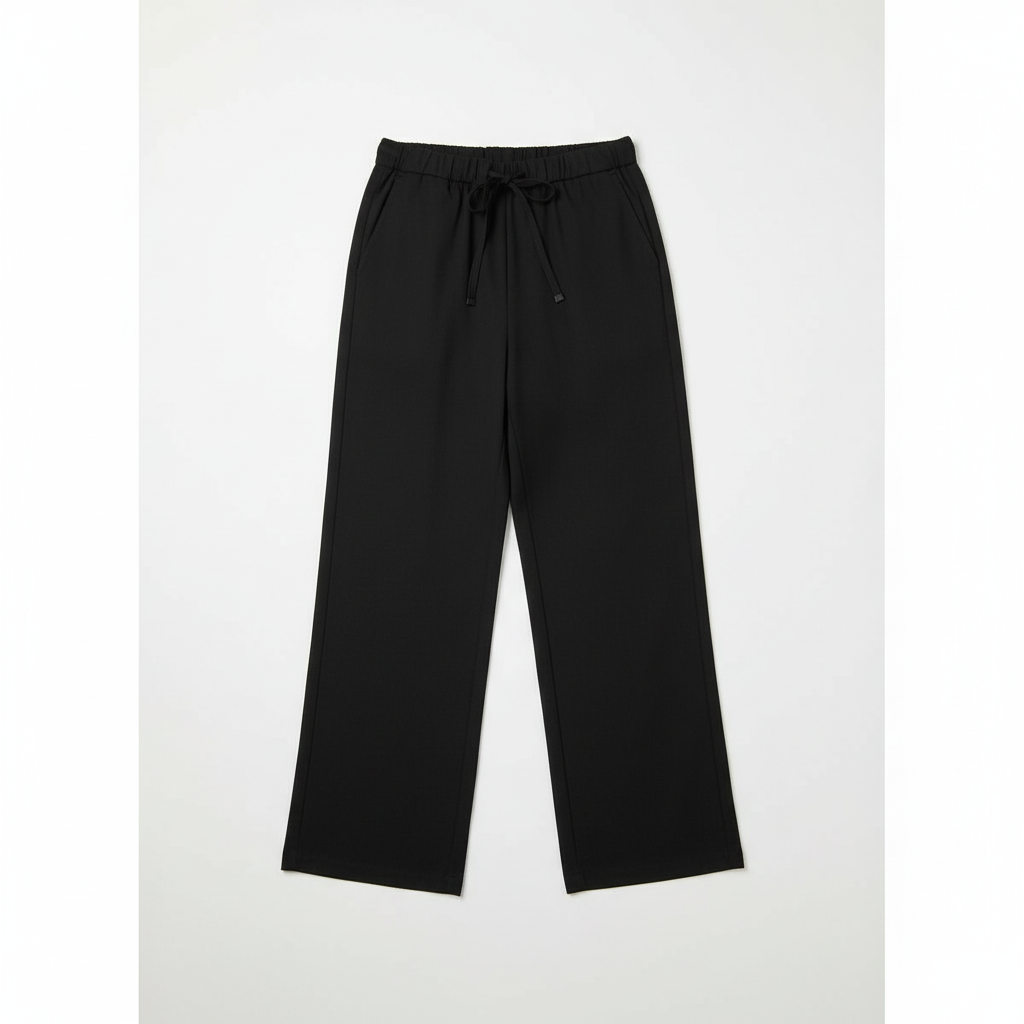 Relaxed Fit Double-Breasted Jacket with Culottes — Black
