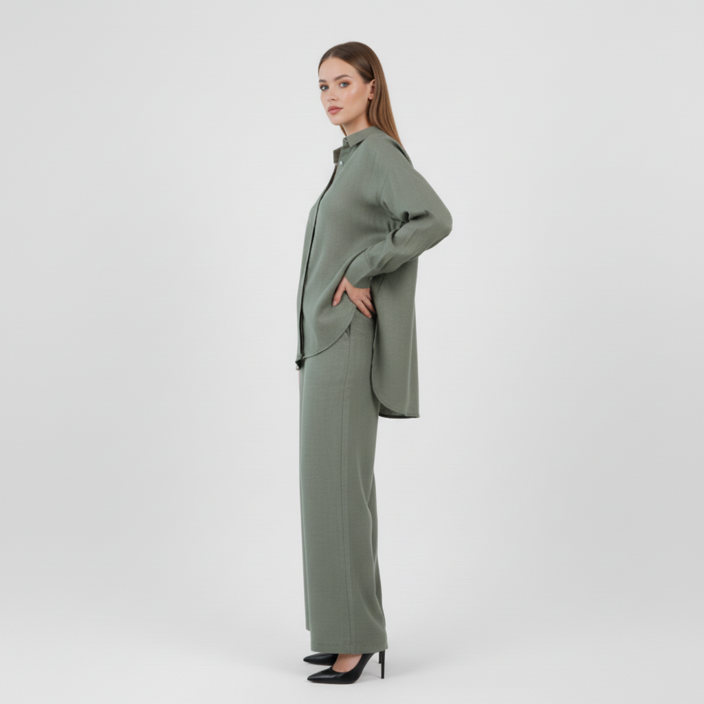 The Effortless Elegance Linen Co-ord Set: Olive Green
