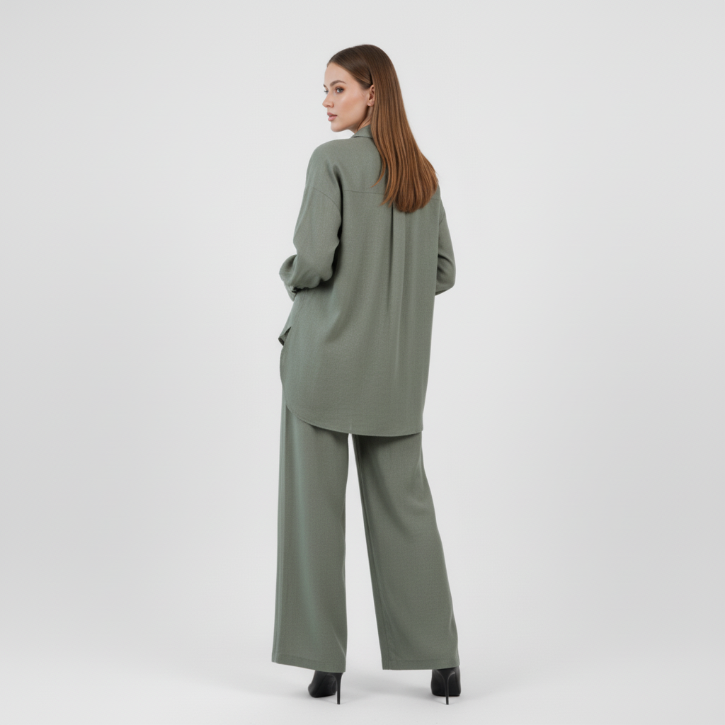 The Effortless Elegance Linen Co-ord Set: Olive Green