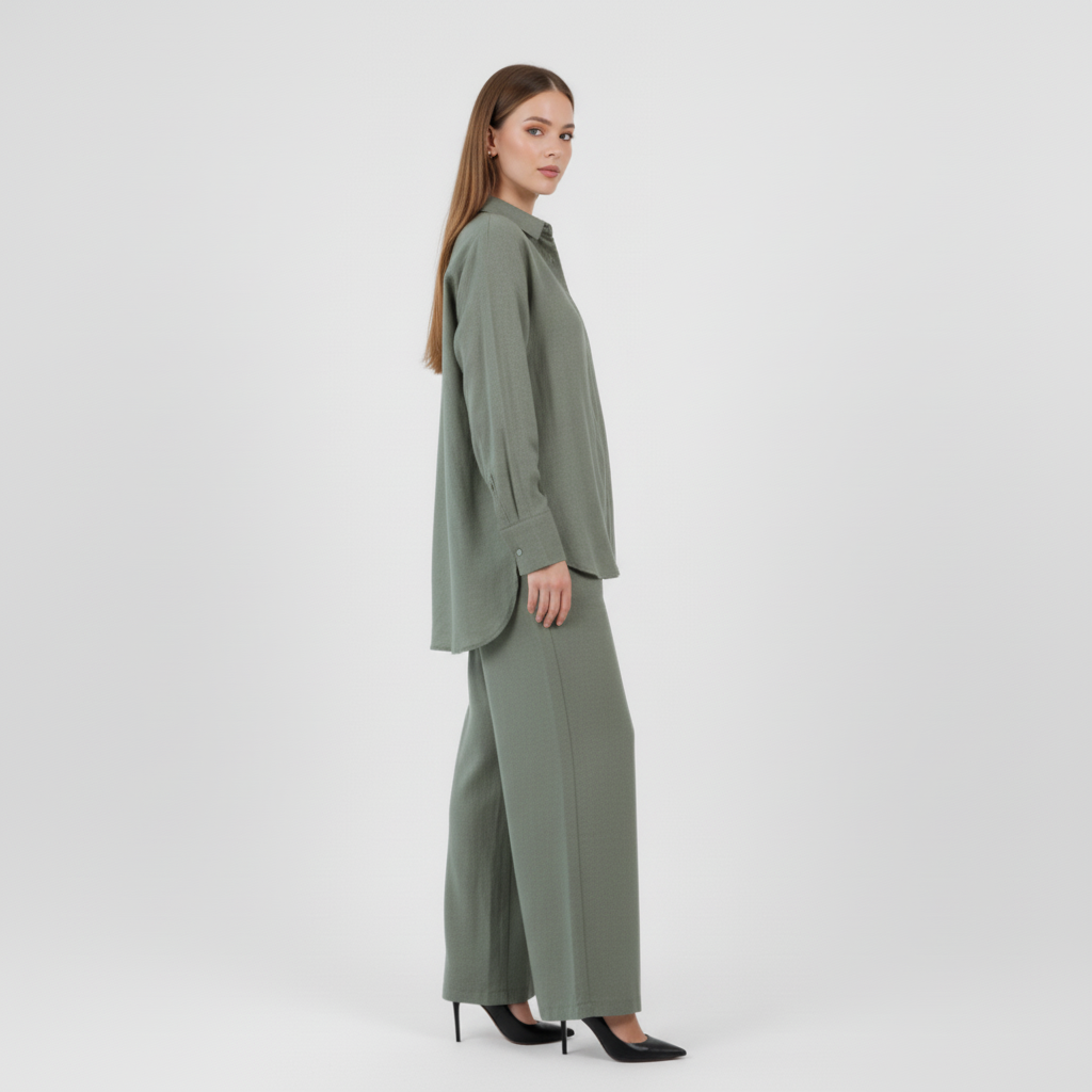 The Effortless Elegance Linen Co-ord Set: Olive Green
