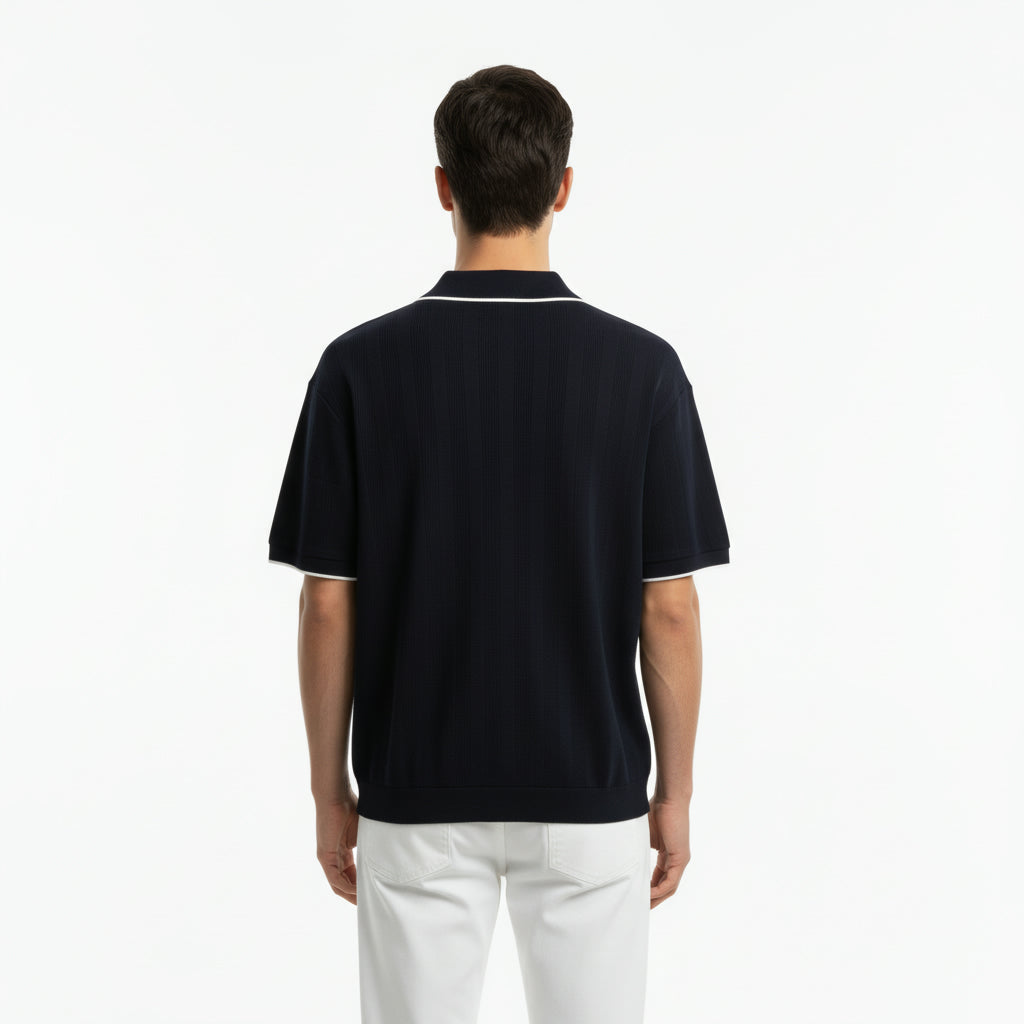 The Dark Navy Knitted Polo