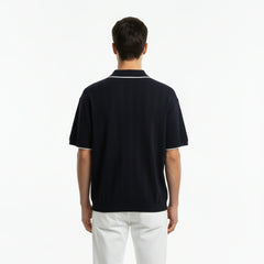 The Dark Navy Knitted Polo