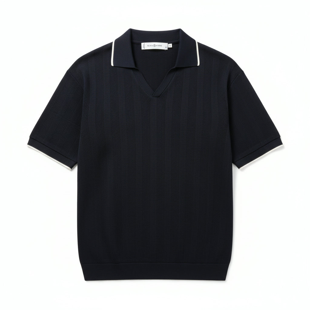The Dark Navy Knitted Polo