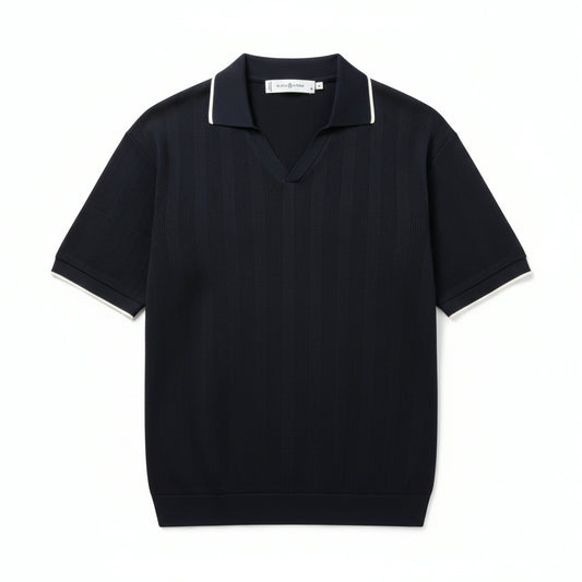 The Dark Navy Knitted Polo