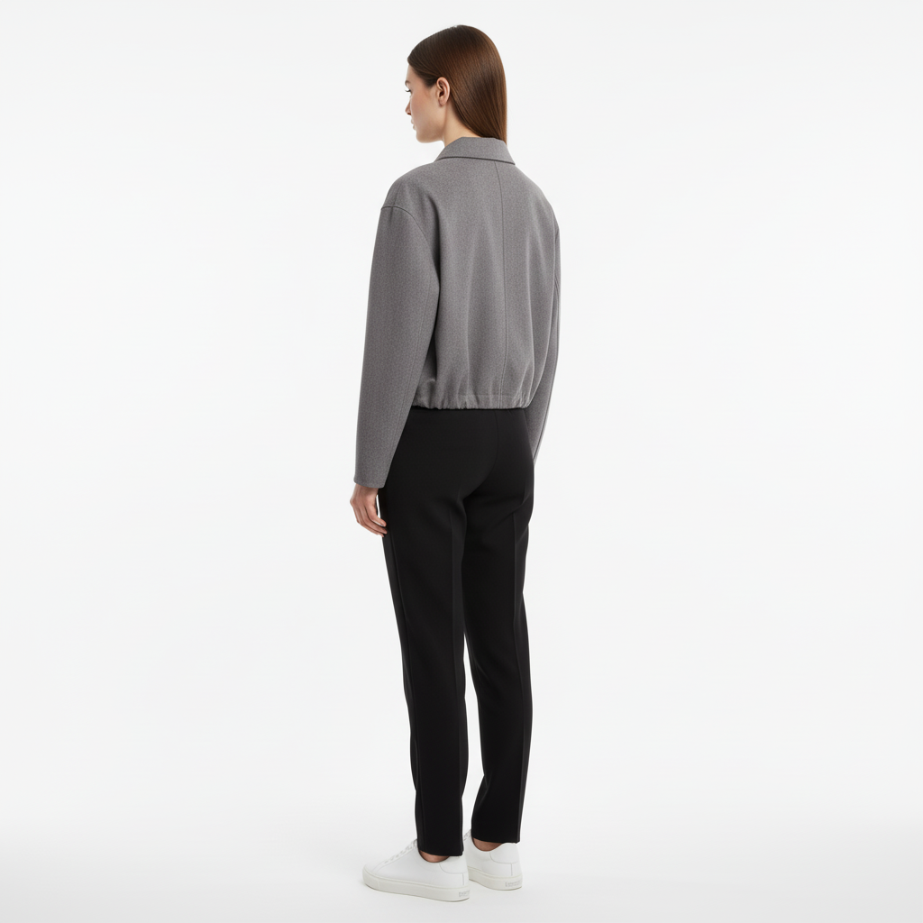 Essential Cropped Harrington Jacket — Grey