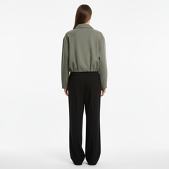 Essential Cropped Harrington Jacket — Olive Green