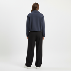 Essential Cropped Harrington Jacket — Navy Blue