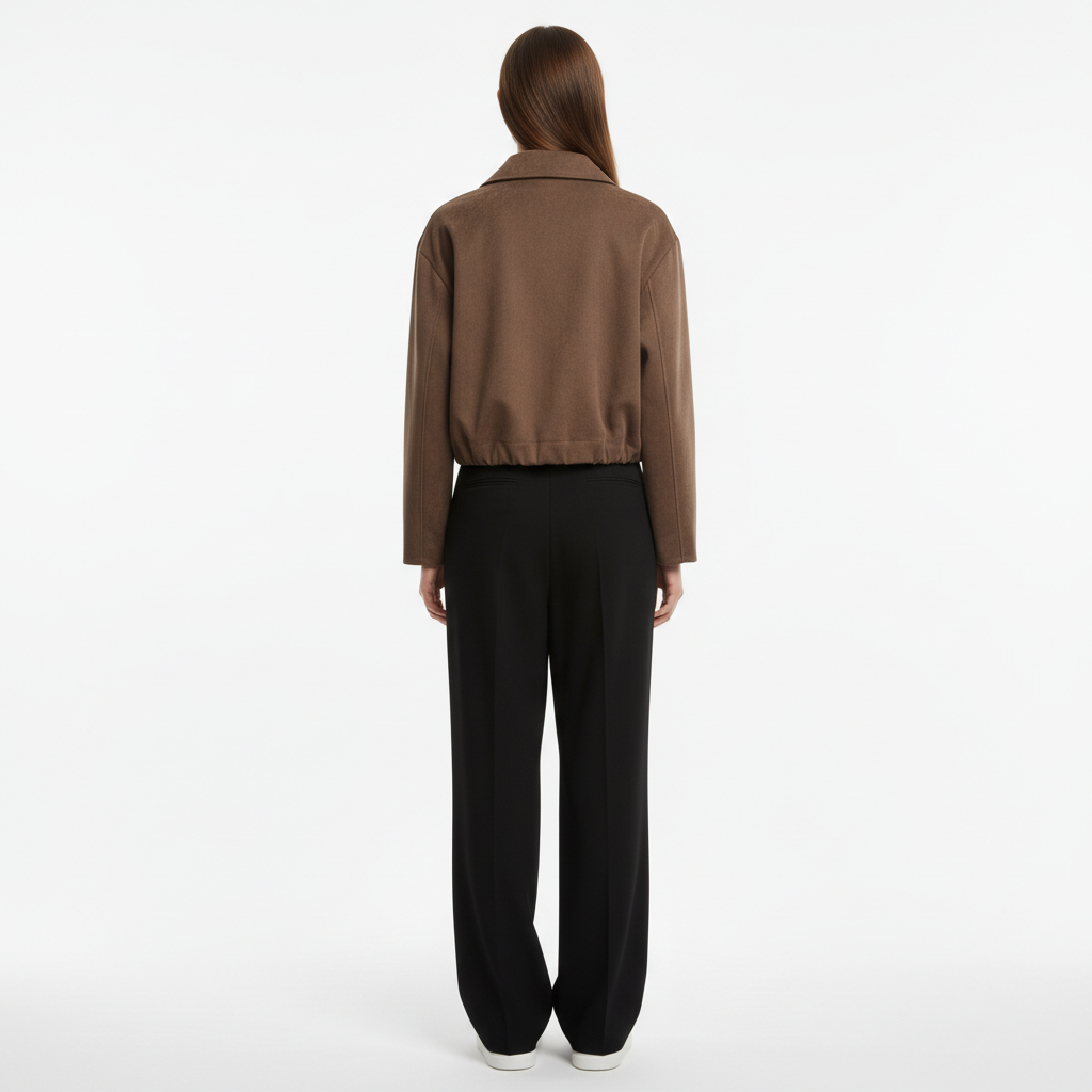 Essential Cropped Harrington Jacket — Taupe