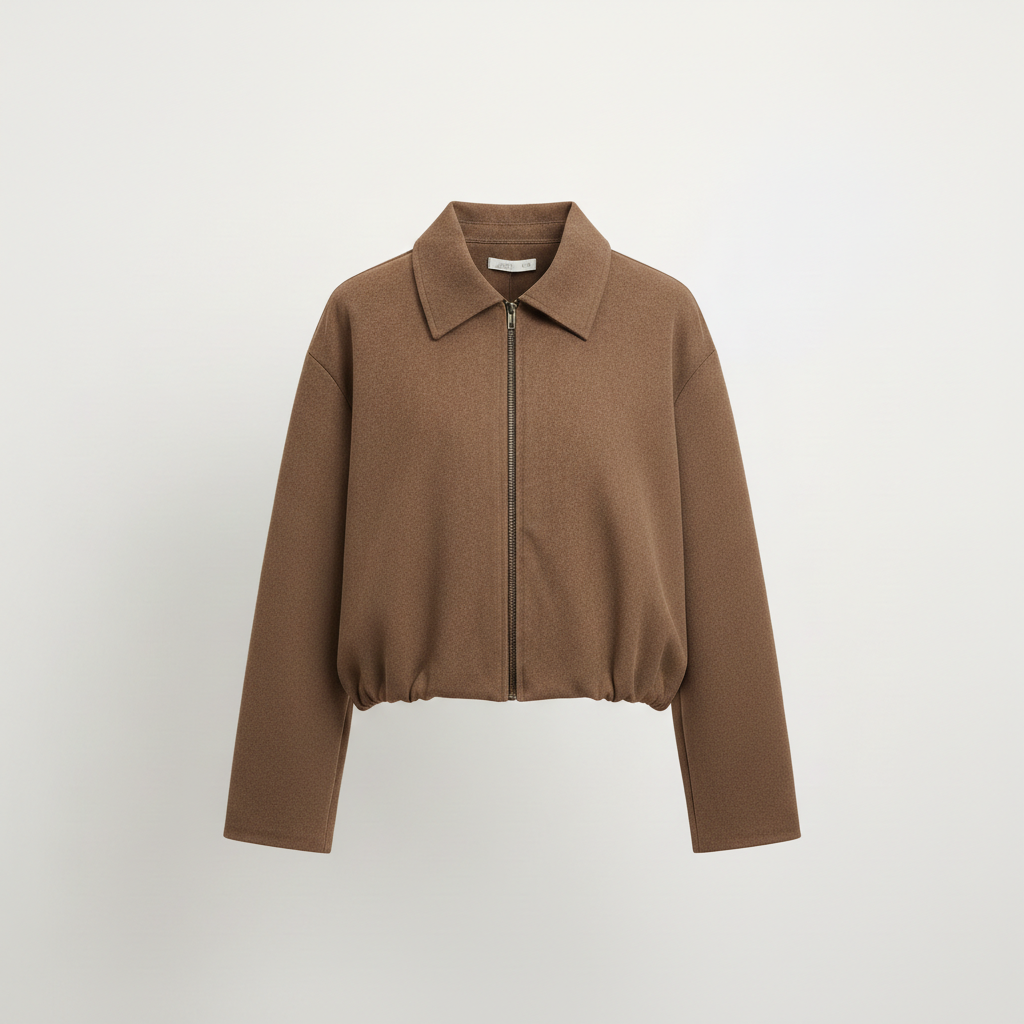 Essential Cropped Harrington Jacket — Taupe