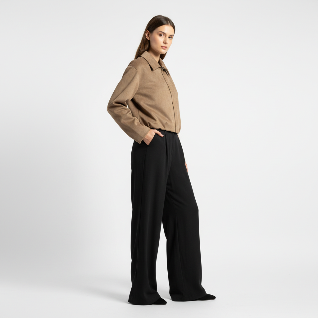 Essential Cropped Harrington Jacket — Camel