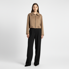 Essential Cropped Harrington Jacket — Camel