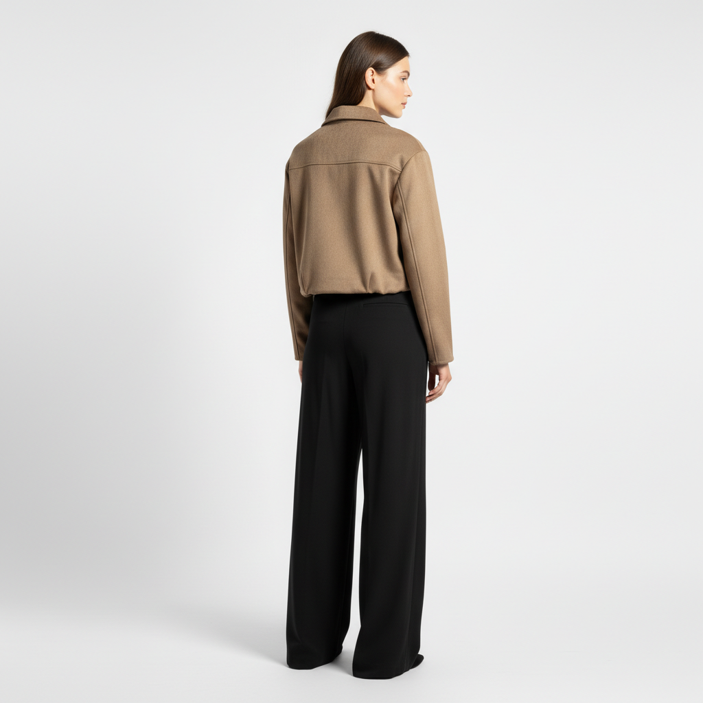 Essential Cropped Harrington Jacket — Camel