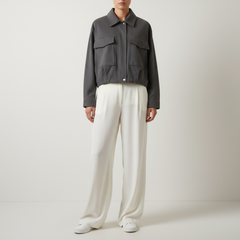 Women's  Utility Cropped Jacket - Structured Bomber with Pockets