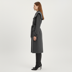 Gazzelle Structured Twill Long Coat — Black