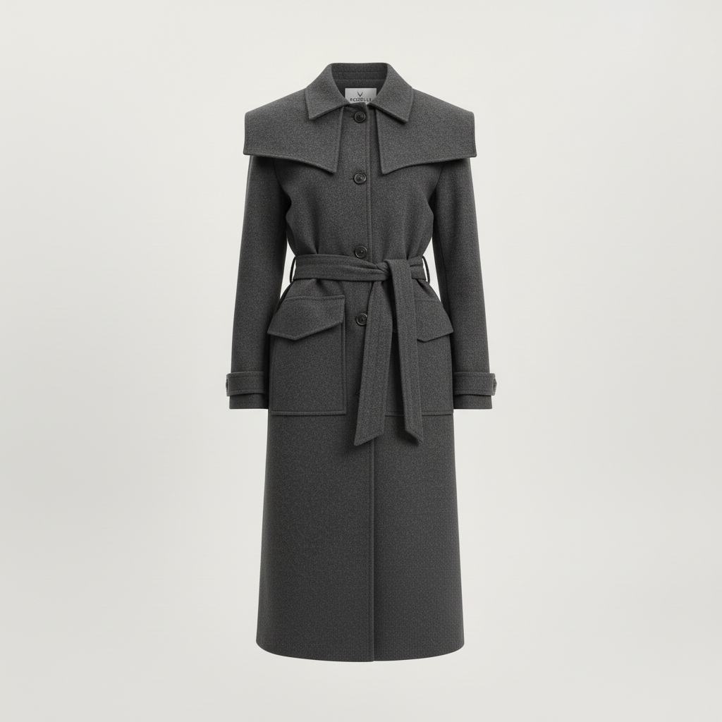 Gazzelle Structured Twill Long Coat — Black