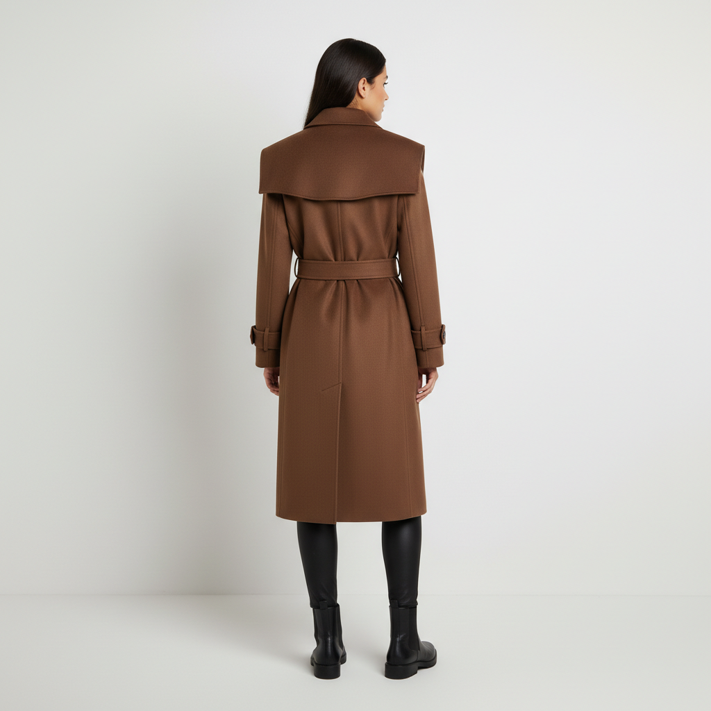 Gazzelle Structured Twill Long Coat — Camel