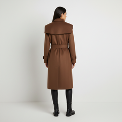Gazzelle Structured Twill Long Coat — Camel