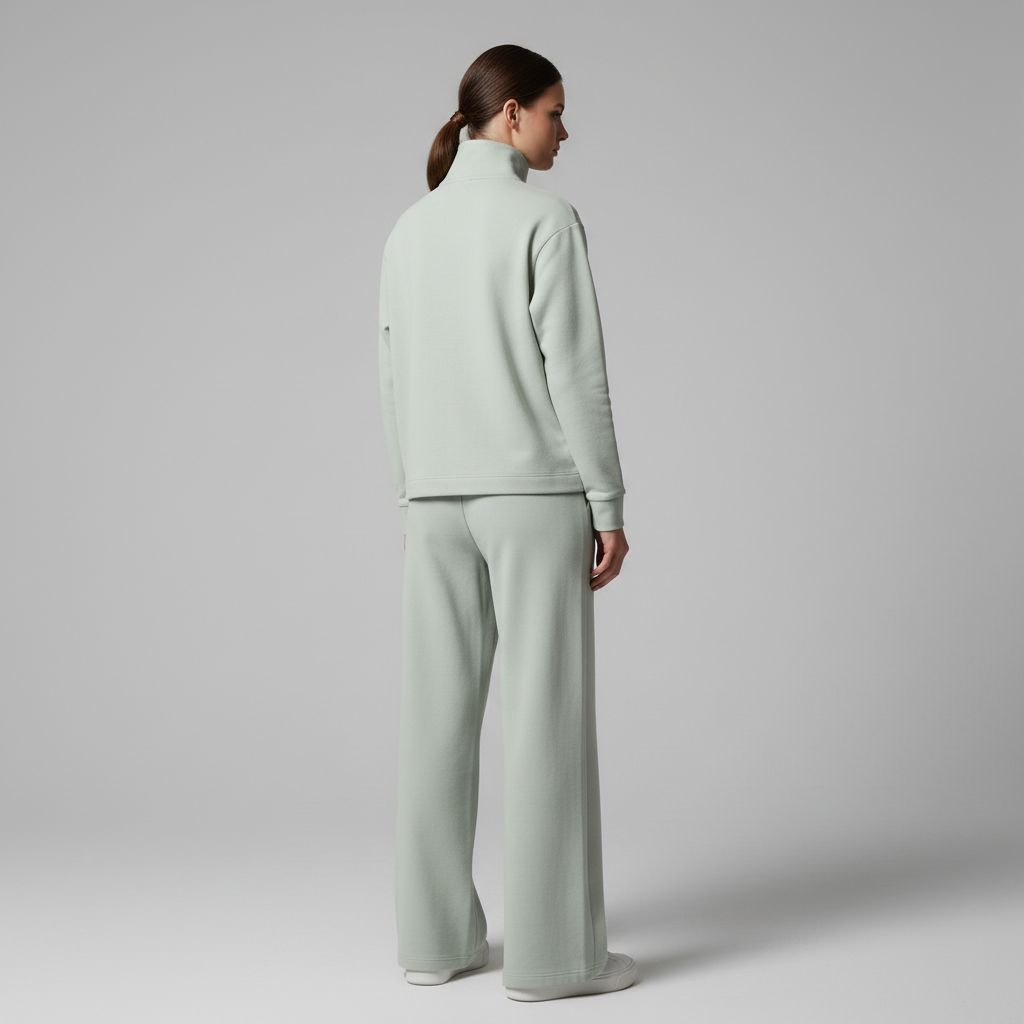 Gazzelle Interlock Wide-Leg Set — Sage Green | طقم منسق محتشم الإمارات