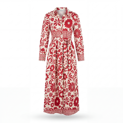 Gazzelle Botanical Maxi Dress-Crimson Red